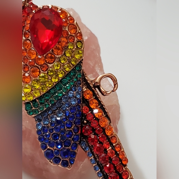Parrot bird brooch rhinestones sparkly pin Big tropical rainforest New Colorful - Picture 5 of 12
